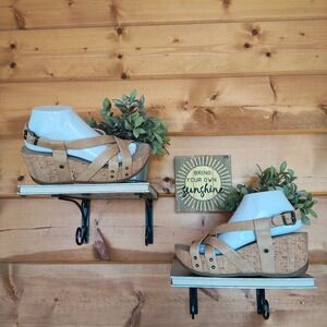 Bussola Doeskin Leather Formentera Fabia Woven Cross Strap Wedge Sandals‎ 40/9.5